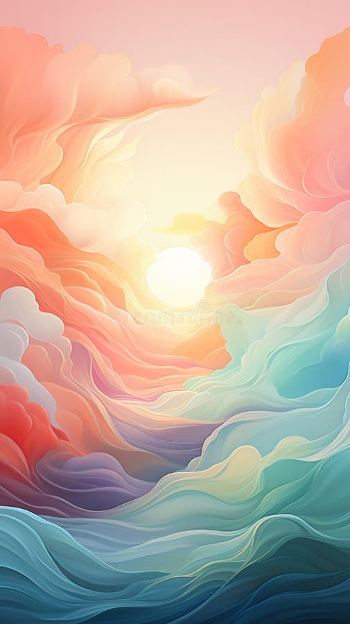 Background smooth gradient blue, peach green. Light color gradient transitions. Created with Generative AI royalty free stock photo