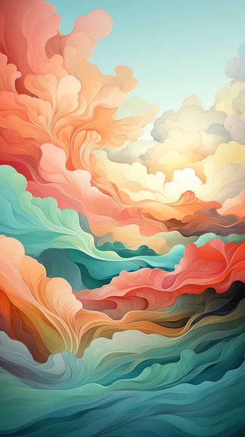 Background smooth gradient blue, peach green. Light color gradient transitions. Created with Generative AI royalty free stock photo