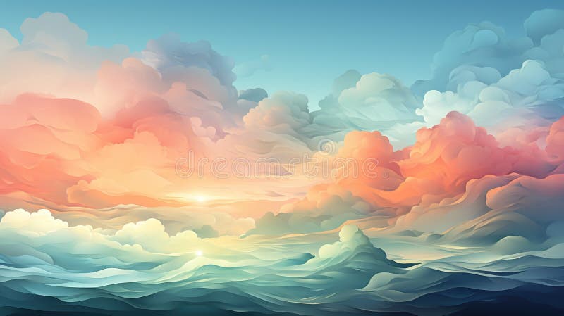 Background smooth gradient blue, peach green. Light color gradient transitions. Created with Generative AI stock images