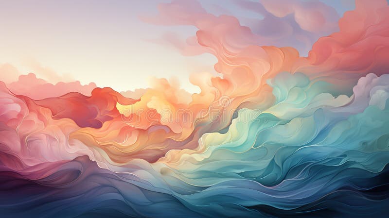 Background smooth gradient blue, peach green. Light color gradient transitions. Created with Generative AI stock photo