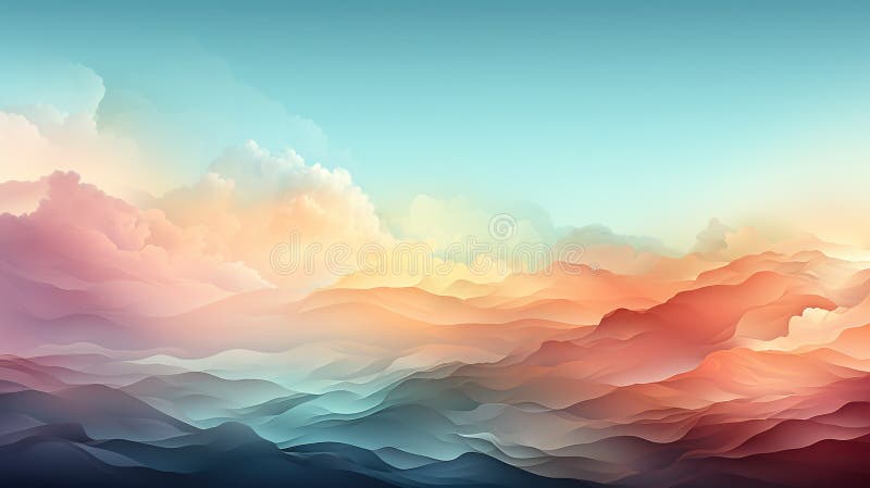 Background smooth gradient blue, peach green. Light color gradient transitions. Created with Generative AI stock photography