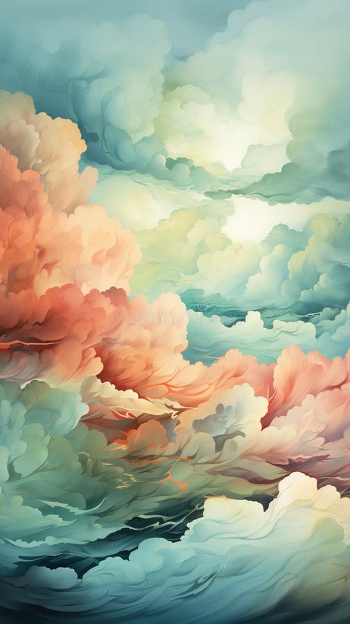 Background smooth gradient blue, peach green. Light color gradient transitions. Created with Generative AI stock photography