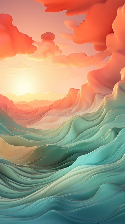 Background smooth gradient blue, peach green. Light color gradient transitions. Created with Generative AI stock image