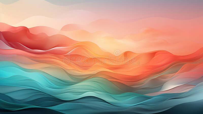 Background smooth gradient blue, peach green. Light color gradient transitions. Created with Generative AI stock image