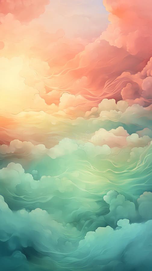 Background smooth gradient blue, peach green. Light color gradient transitions. Created with Generative AI stock photos