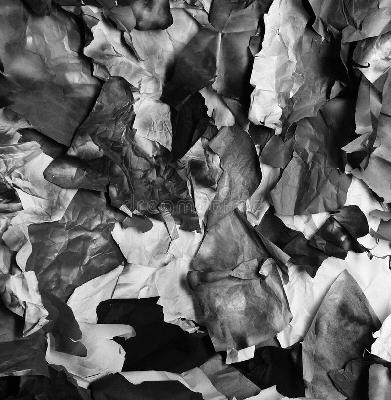 Background of Fragments of Crumpled Paper, Black and White Stock Image ...