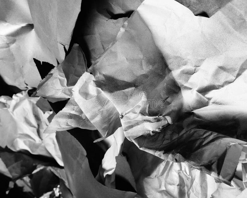 Background of Fragments of Crumpled Paper, Black and White Stock Image ...