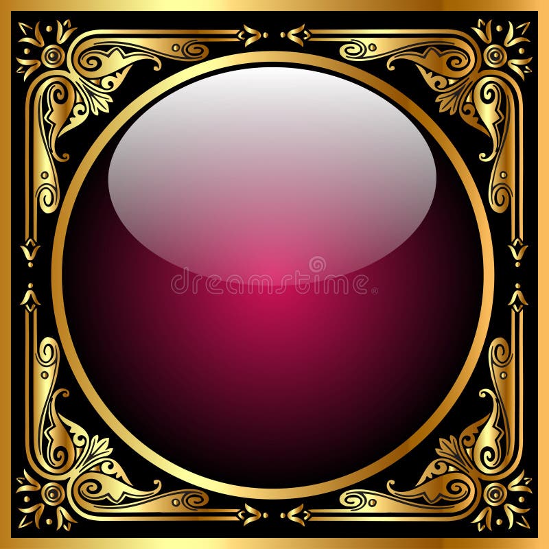 Background with glass ball and gold(en) pattern