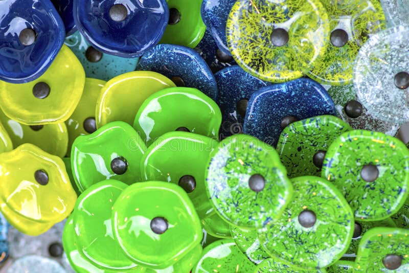 Glass Flower . Decoration Background.Multicolored Glass Round Flower