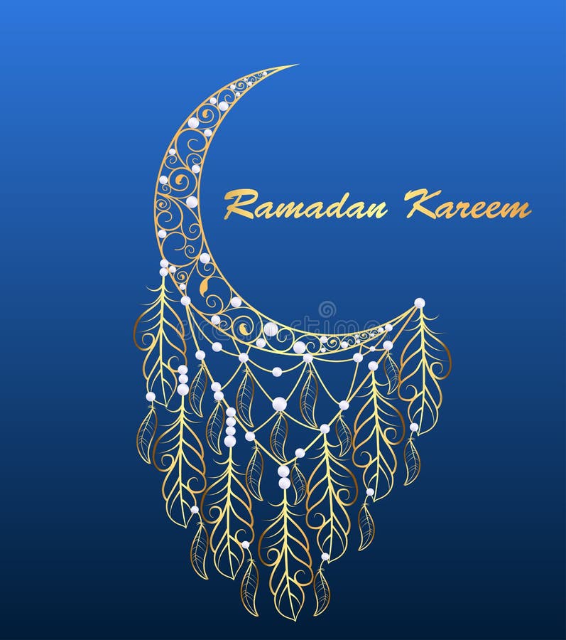 Background greeting card with a moon on the feast of Ramadan Kareem