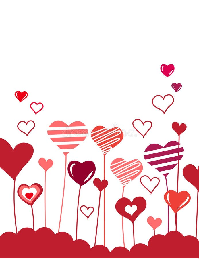 Background with growing hearts