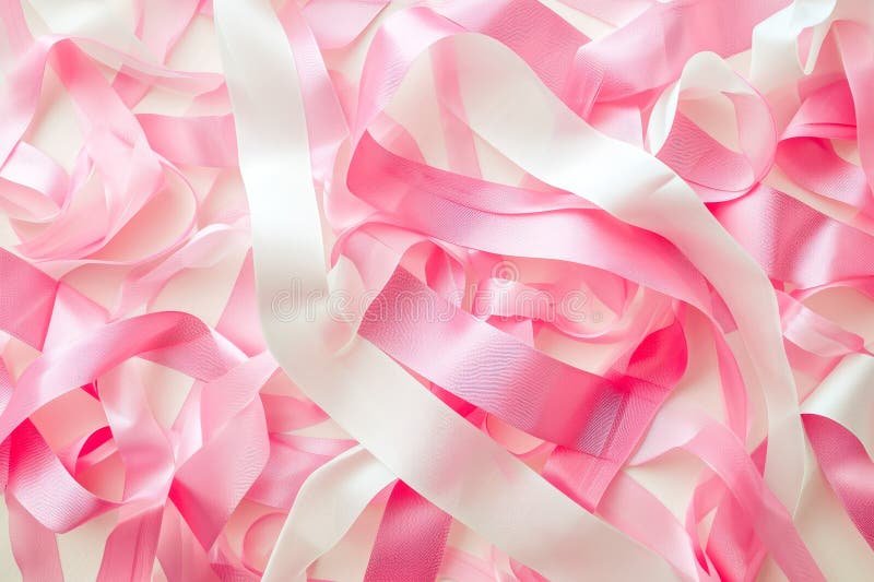 Background with a Gymnastics Ribbon Pattern in Shades of Pink and White