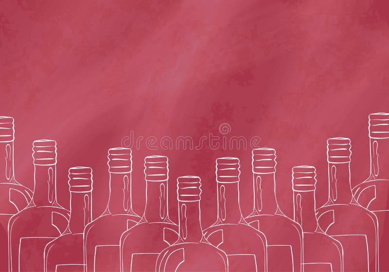 Background with hand drawn bottles for the bar, restaurant or cafe visitors that sell alcoholic beverages. Vector