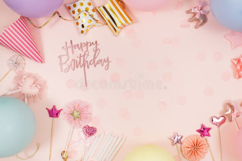Background for Happy Birthday Celebration or Party. Group of Colored  Balloons, Confetti, Candles, Ribbons Stock Image - Image of confetti,  carnival: 216745555