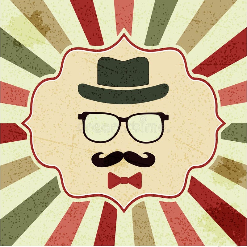 Background with Hipster S Hat, Glasses, Moustache Stock Vector