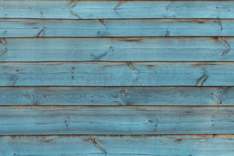 Background of Horizontal Blue Boards. Wall of Pine Boards Aged with
