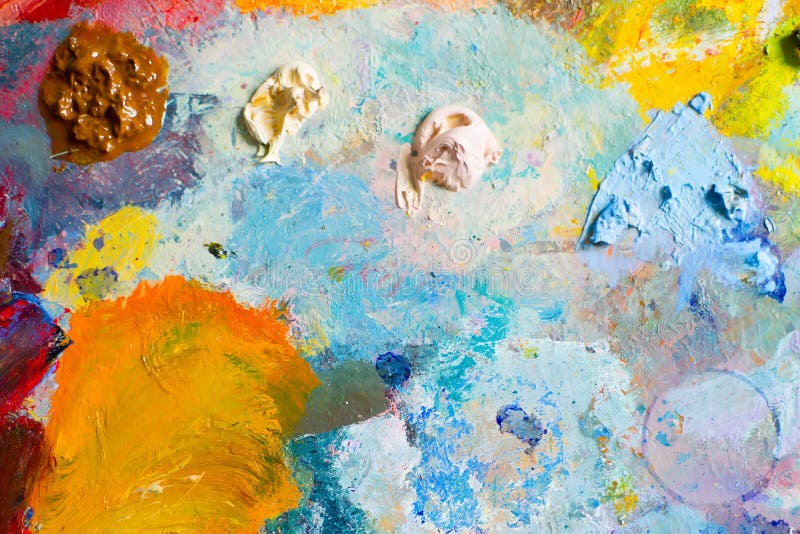 Palette with oil paint stock image. Image of background - 24882763