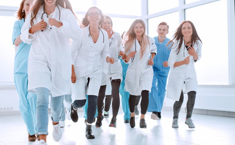Background image of a group of doctors walking together stock image