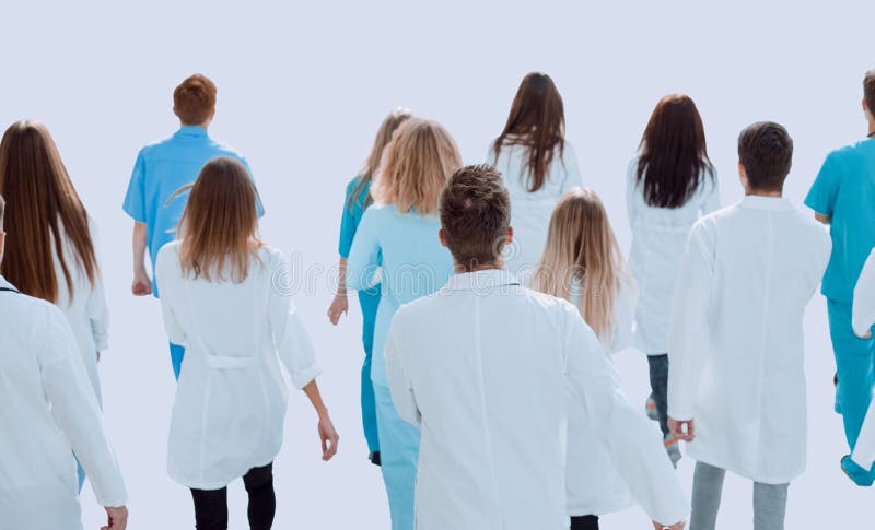 Background image of a group of doctors walking together stock photos