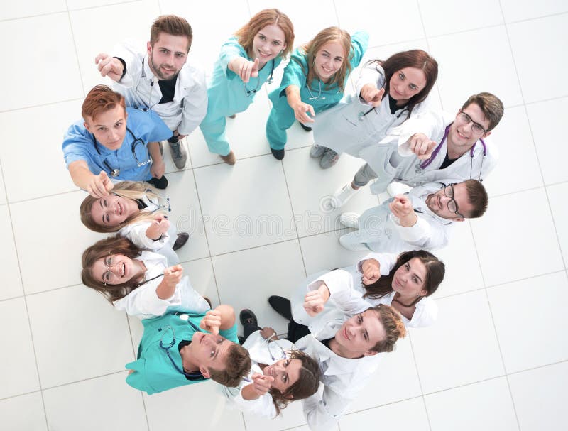 Background image of the head and a group of young doctors royalty free stock photos