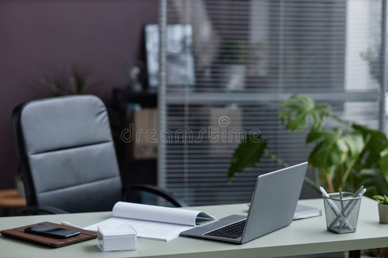 Background Image of Modern Workplace Desk in Office Decorated with
