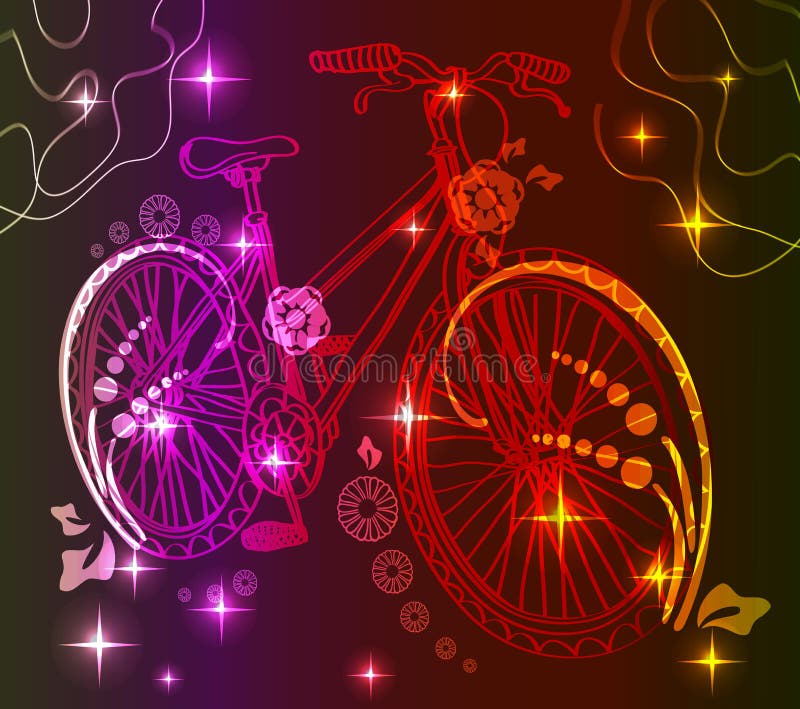 Background with Light Bicycle Stock Vector - Illustration of icon, pink ...