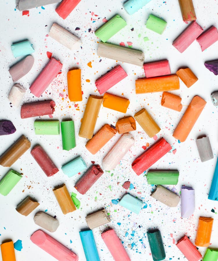 Background of Many Multicolored Pastel Crayons on Stock Image Image