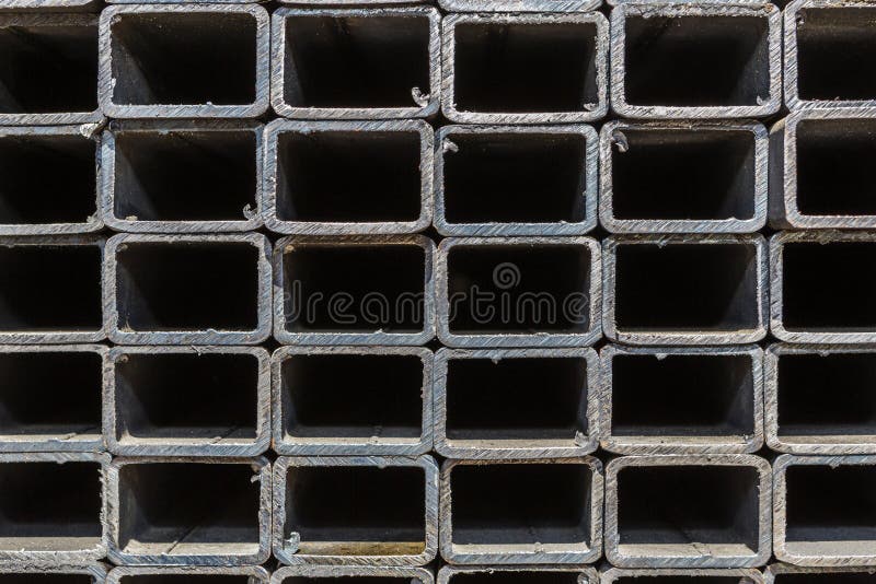 Metal profile pipe of rectangular cross section stock photo