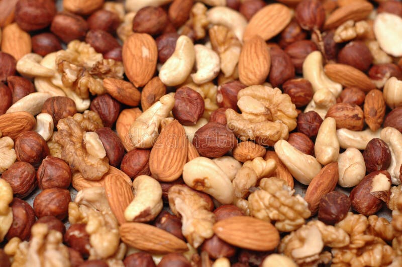 Background of mixed nuts. royalty free stock image