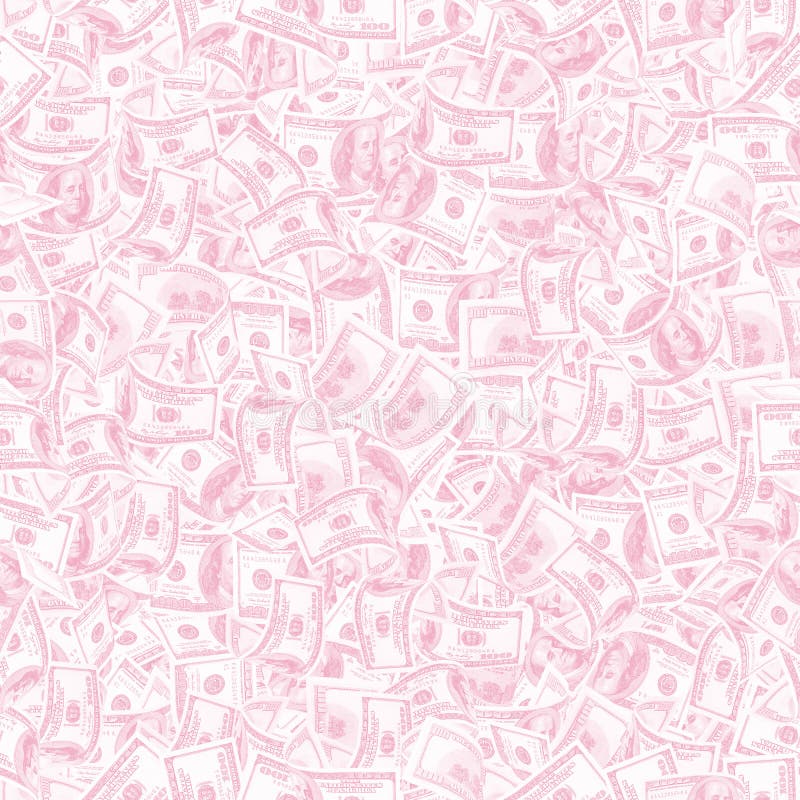 Background with money. Seamless texture of 100 dollar bills in trendy light pink tonality. Background with money. Seamless texture of 100 dollar bills in trendy light pink tonality