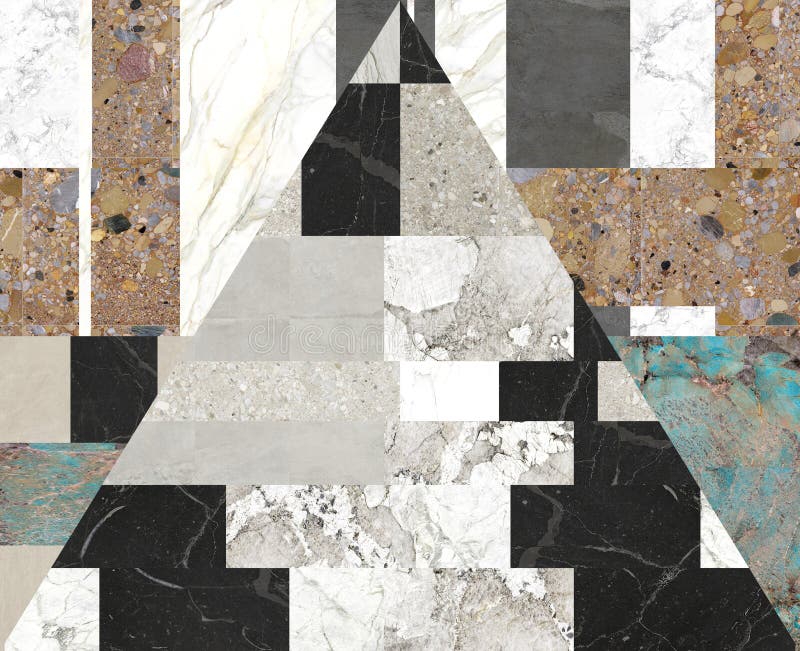 Beautiful patchwork pattern. Mixed of stones,concrete and marbles with floral geometric decoration. Wallpaper,textile or digital use. Geometric pattern use stock images, royalty-free photos and pictures