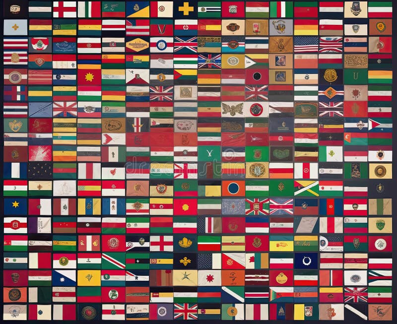 Background of National Flags of All Countries of the World. Stock Photo