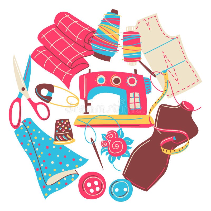 Background with Needlework Sewing Items. Handicraft and Hand Made