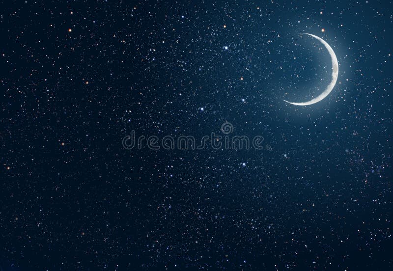 Background night sky with stars and moon