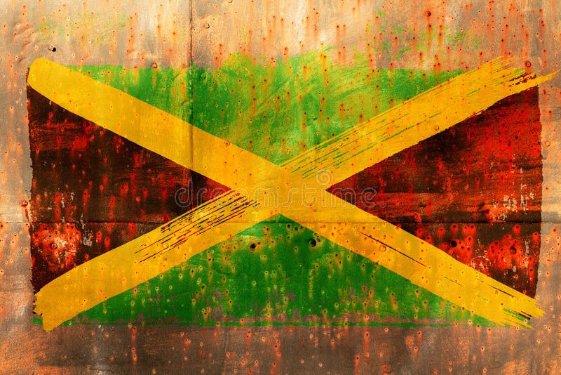 Background from Old Jamaican Flag in Grunge Style Stock Photo Image