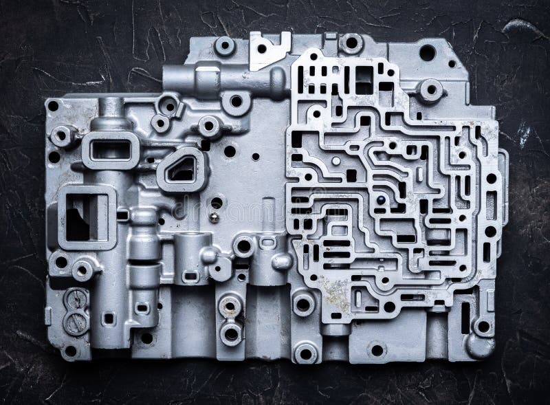 Background and pattern of old metal parts of the gearshift box. Hydro-brain transmissions and gears. royalty free stock images Background and pattern of old metal parts of the gearshift box. Hydro-brain transmissions and gears. royalty free stock images