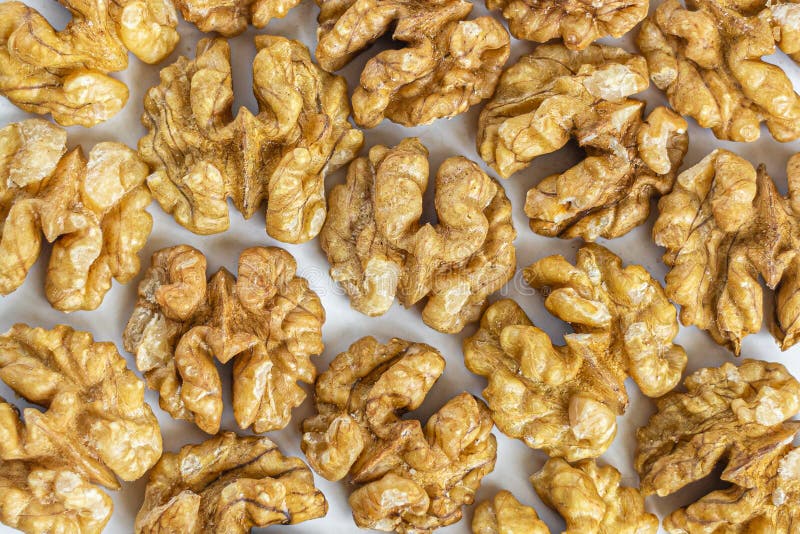 Background of Peeled Walnuts Taken in Closeup Stock Image Image of