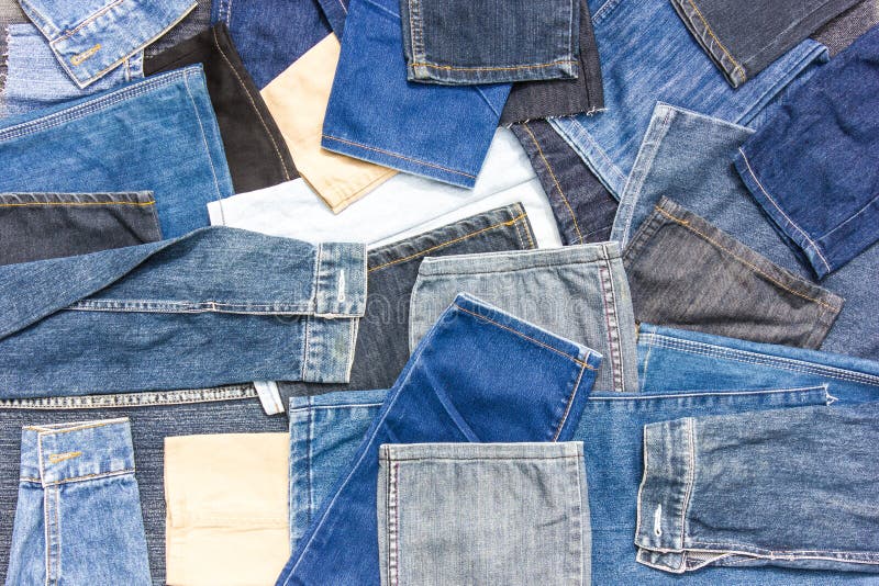 Background of Overlapping Pieces of Denim. Stock Photo - Image of ...