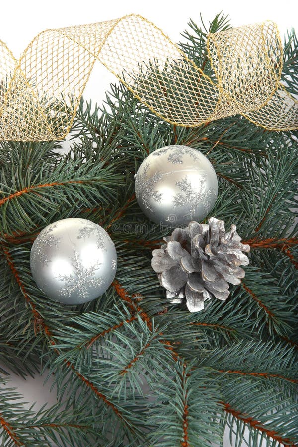 Background with pine branch and silver b