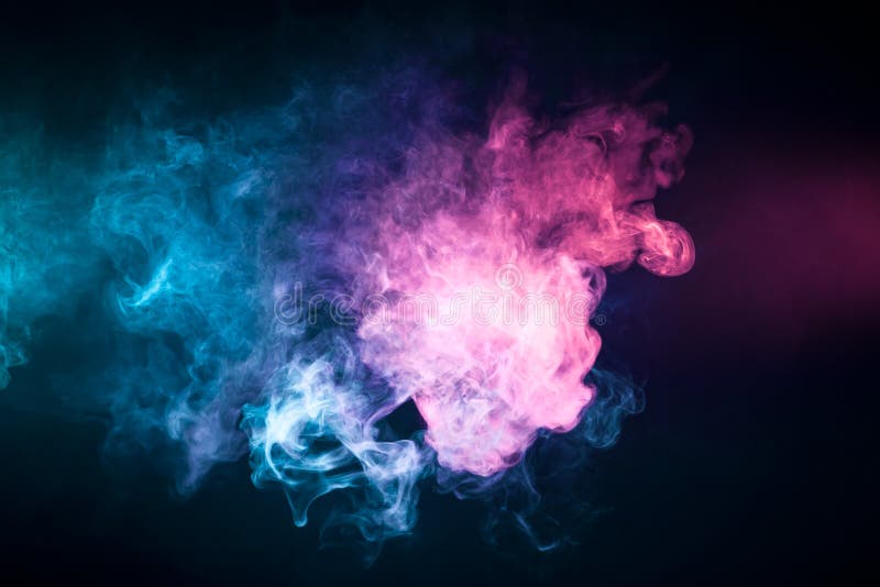 Background from pink , green and blue smoke of vape on black isolated. Background from pink , green and blue smoke of vape on black isolated
