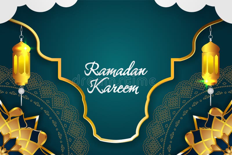 Background Ramadan Kareem Islamic Style Green And Gold Color With