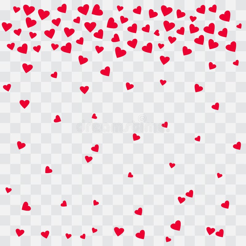 Background with red hearts. Falling hearts on transparent background. Vector stock illustration Background with red hearts. Falling hearts on transparent background. Vector stock illustration