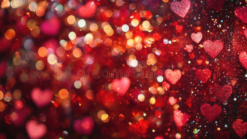 Hintergrund ist rot mit Herzen und Sequenzen stock abbildung