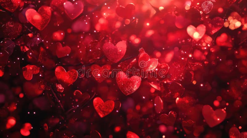 Hintergrund ist rot mit Herzen und Sequenzen vektor abbildung