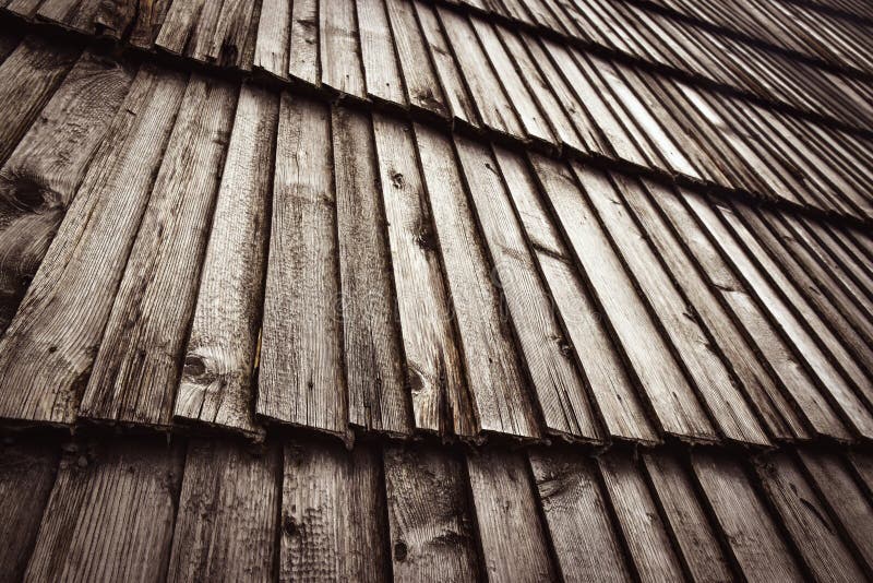 Slant wooden shingle roof