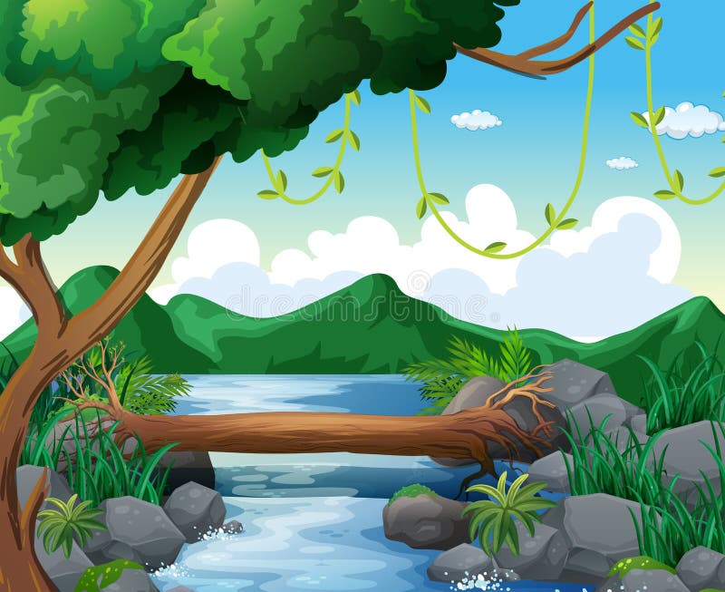A river at the forest stock vector. Illustration of gift - 41503384