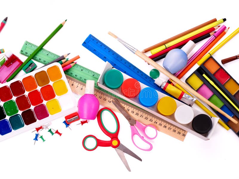 Back To School Painting Supplies Stock Photo - Download Image Now