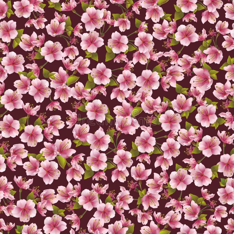 Background seamless pattern with sakura blossom vector illustration