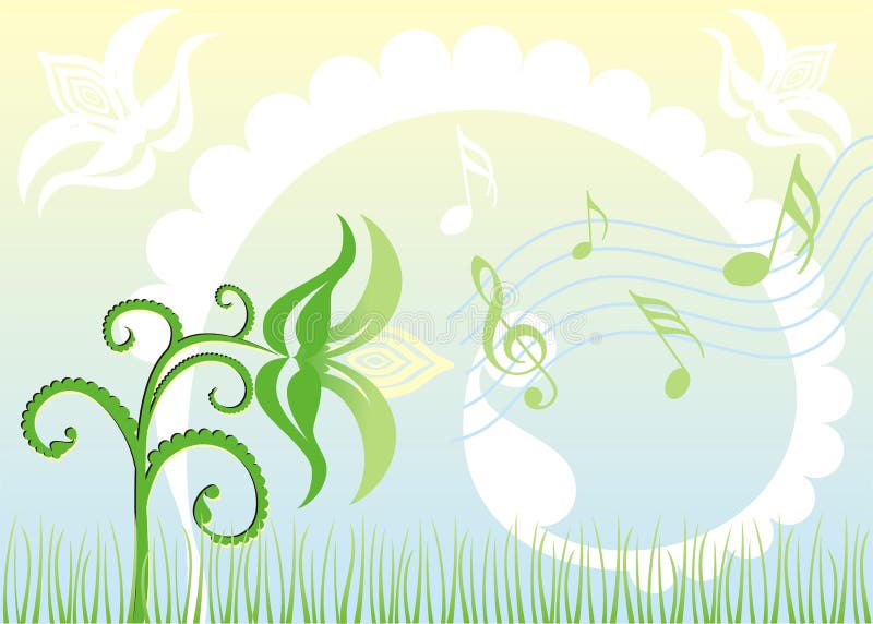 Background Singing Flowers, Vector Stock Vector Illustration of fancy