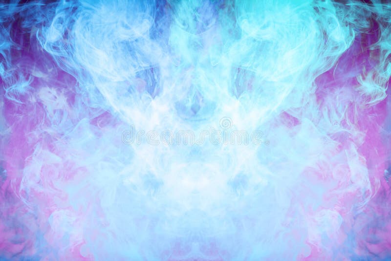 Close up swirling blue smoke on pink isolated background. Close up swirling blue smoke on pink isolated background